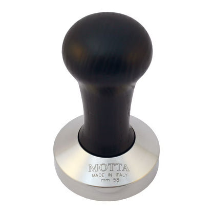 Motta Profi-Tamper mit Holzgriff, schwarz, nero black flach Barista Zubehör ø 58 mm