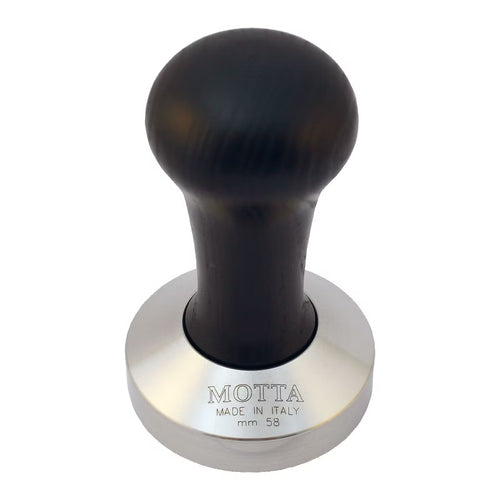 Motta Profi-Tamper mit Holzgriff, schwarz, nero black flach Barista Zubehör ø 58 mm