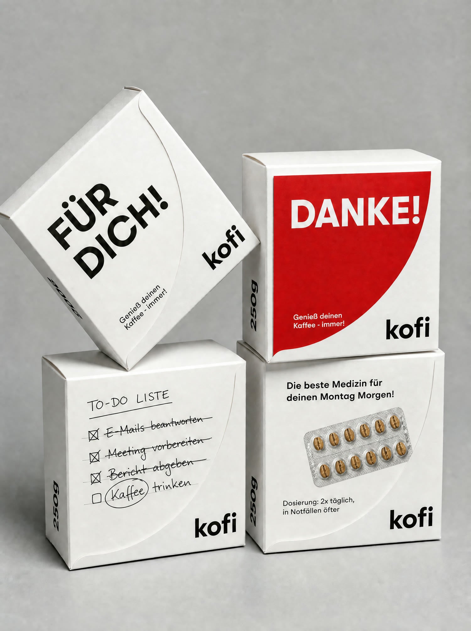 kofi Boxen mit Aufdruck Danke und Für dich